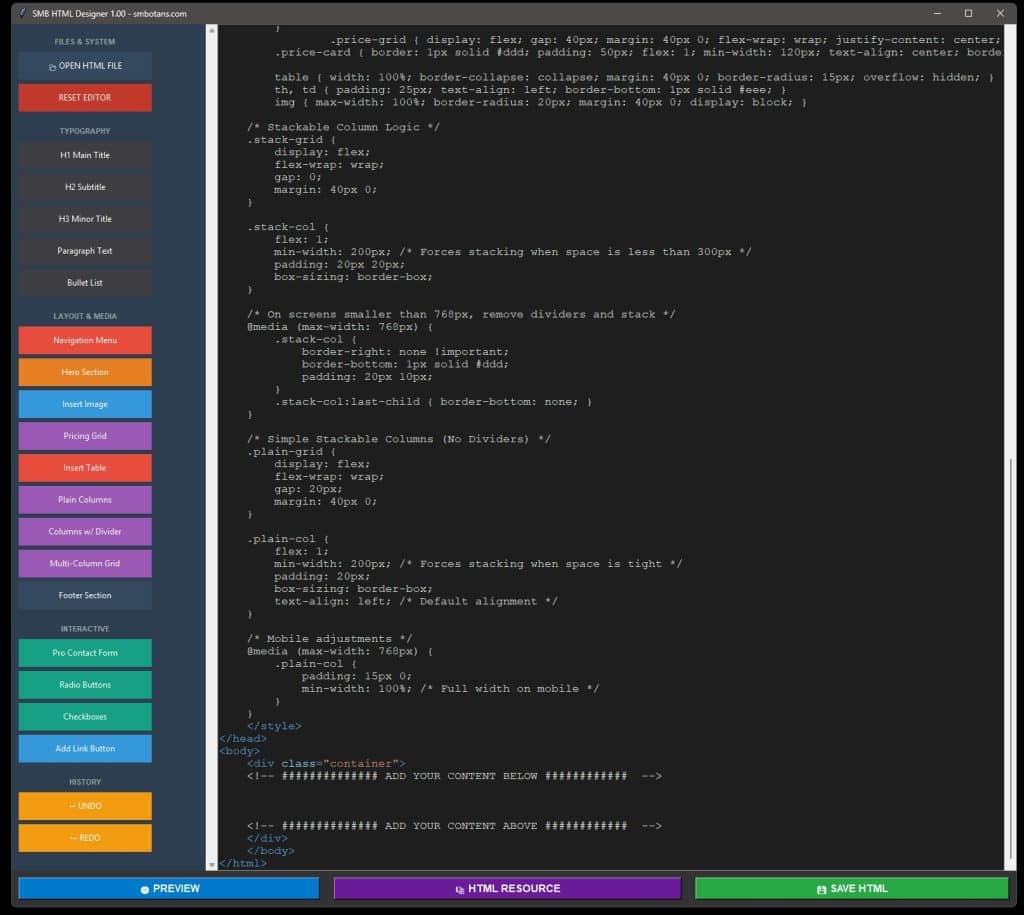 Code editor displaying layout and media settings.
